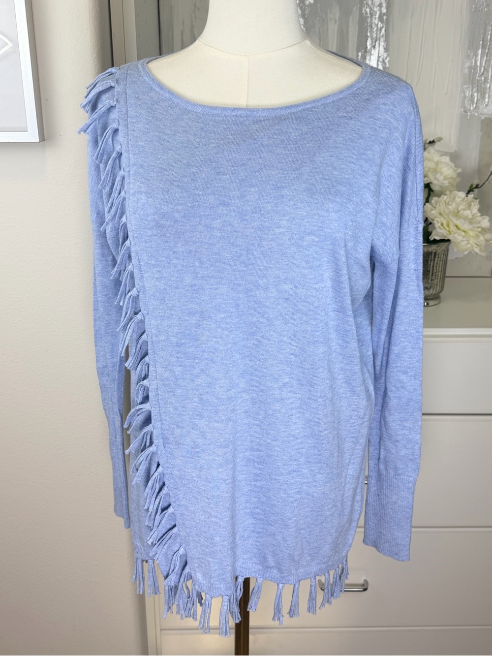 Lilly Pulitzer Emberly Fringe Sweater Heathered Blue Peri